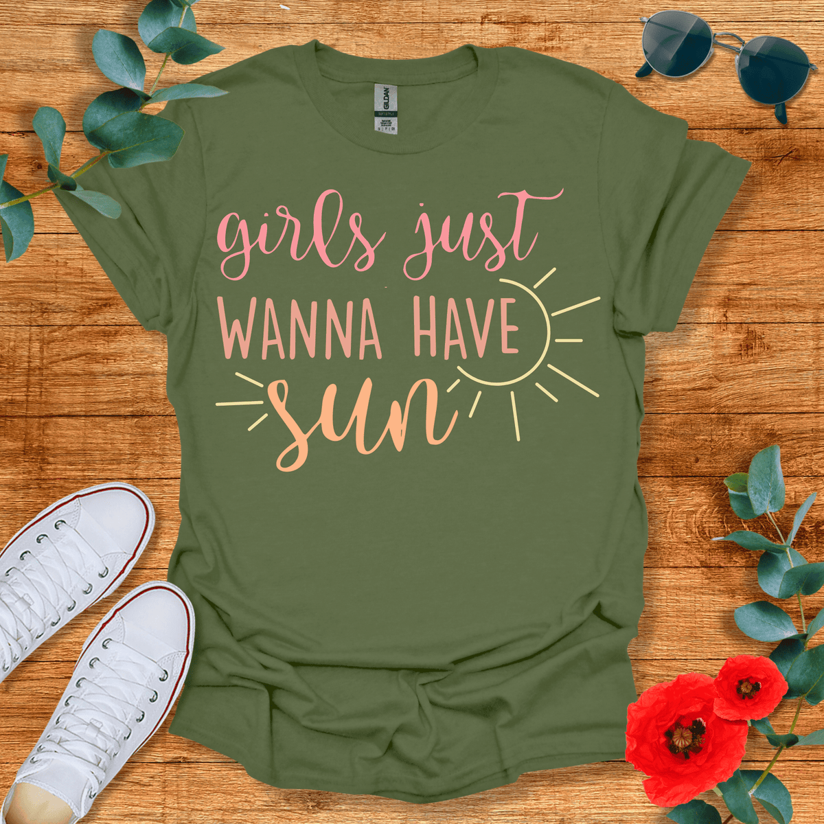 Girls Just Wanna Have Sun T-Shirt - Nature Lover Graphic Tee - Gift for Nature Lovers