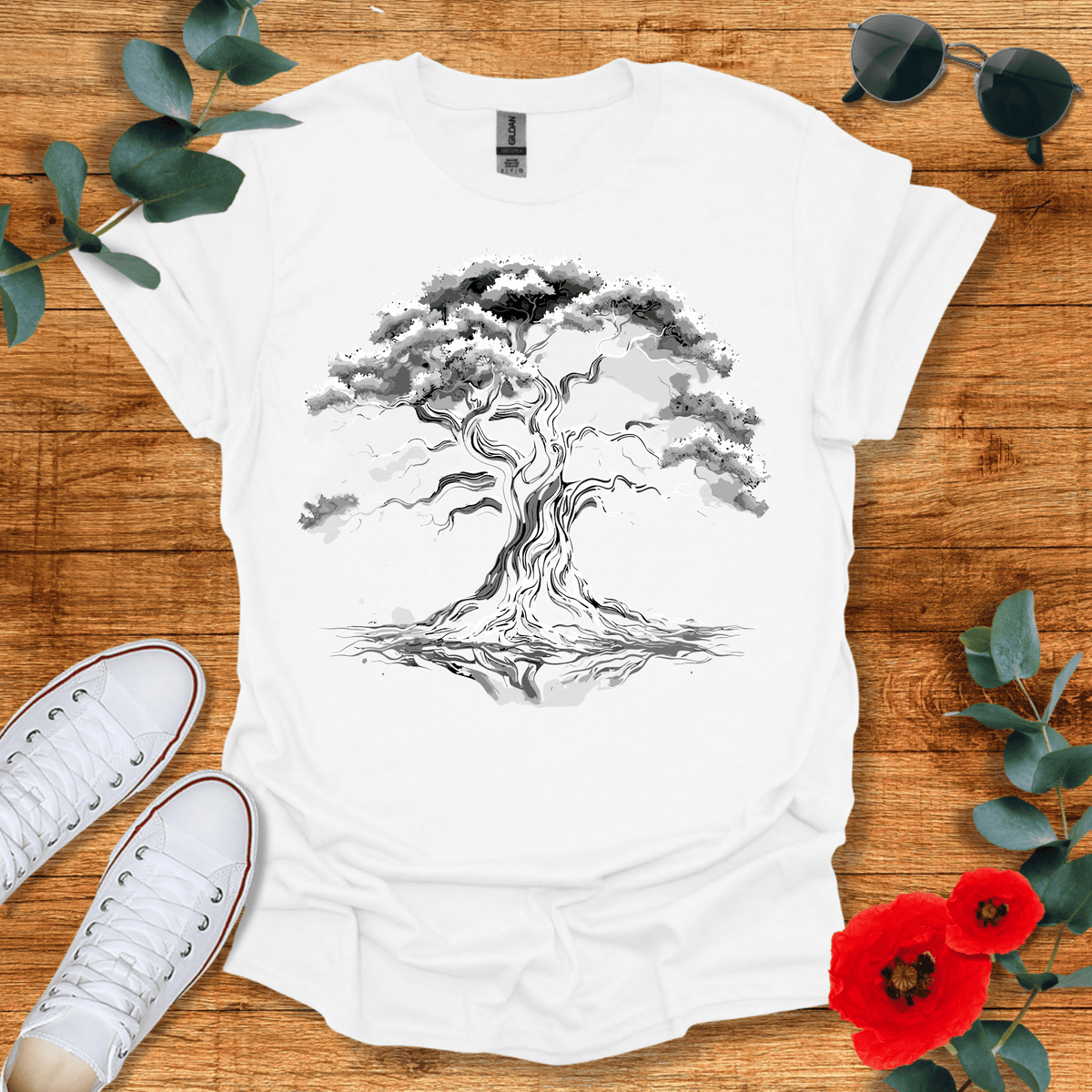 Black and White Tree T-Shirt - Nature Lover Graphic Tee - Gift for Nature Lovers - Unisex