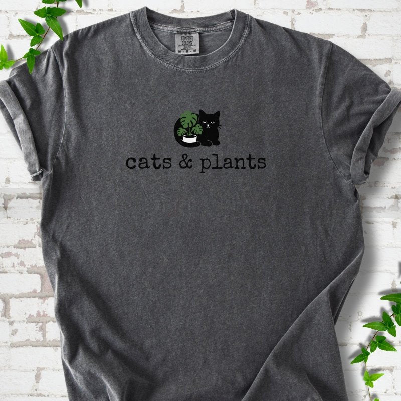 Cats & Plants T-Shirt - Graphic Tee - Gift for Plant Lovers - Unisex