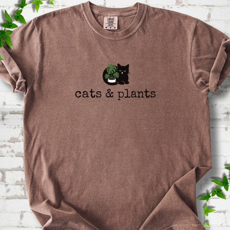 Cats & Plants T-Shirt - Graphic Tee - Gift for Plant Lovers - Unisex