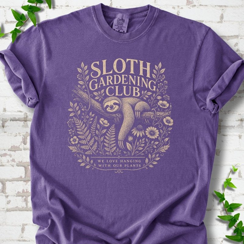 Sloth Gardening Club T-Shirt - Plant Lover Graphic Tee - Gift for Plant Lovers - Unisex