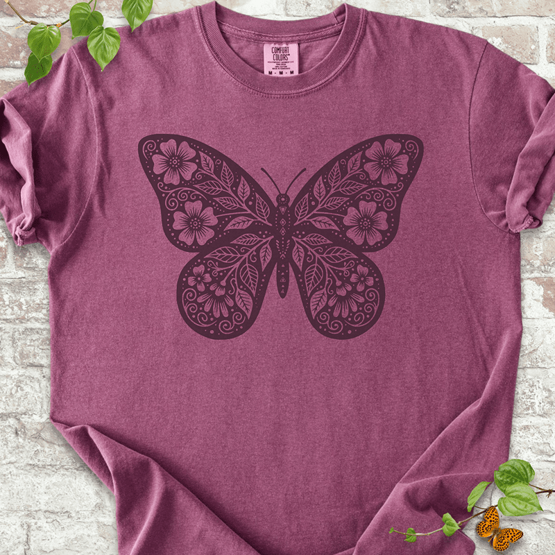 Floral Butterfly T-Shirt - Plant Lover Graphic Tee - Gift for Plant Lovers - Unisex