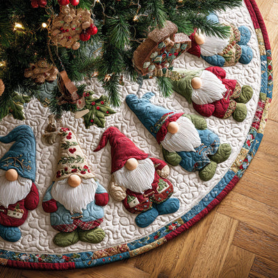 Icy Pickle Quilted Christmas Tree Skirt - Round Christmas Tree Decoration - Holiday Home Decor