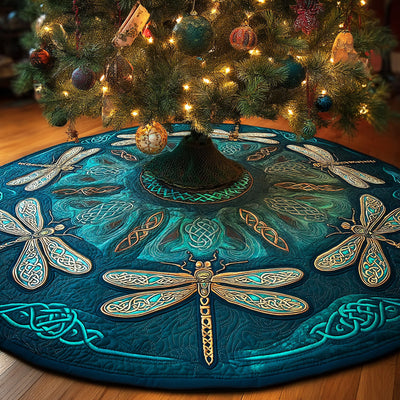Celtic Meadow Flight Quilted Christmas Tree Skirt - Round Christmas Tree Decoration - Holiday Home Decor