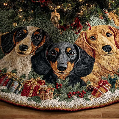 Winter Whispers Quilted Christmas Tree Skirt - Round Christmas Tree Decoration - Holiday Home Decor
