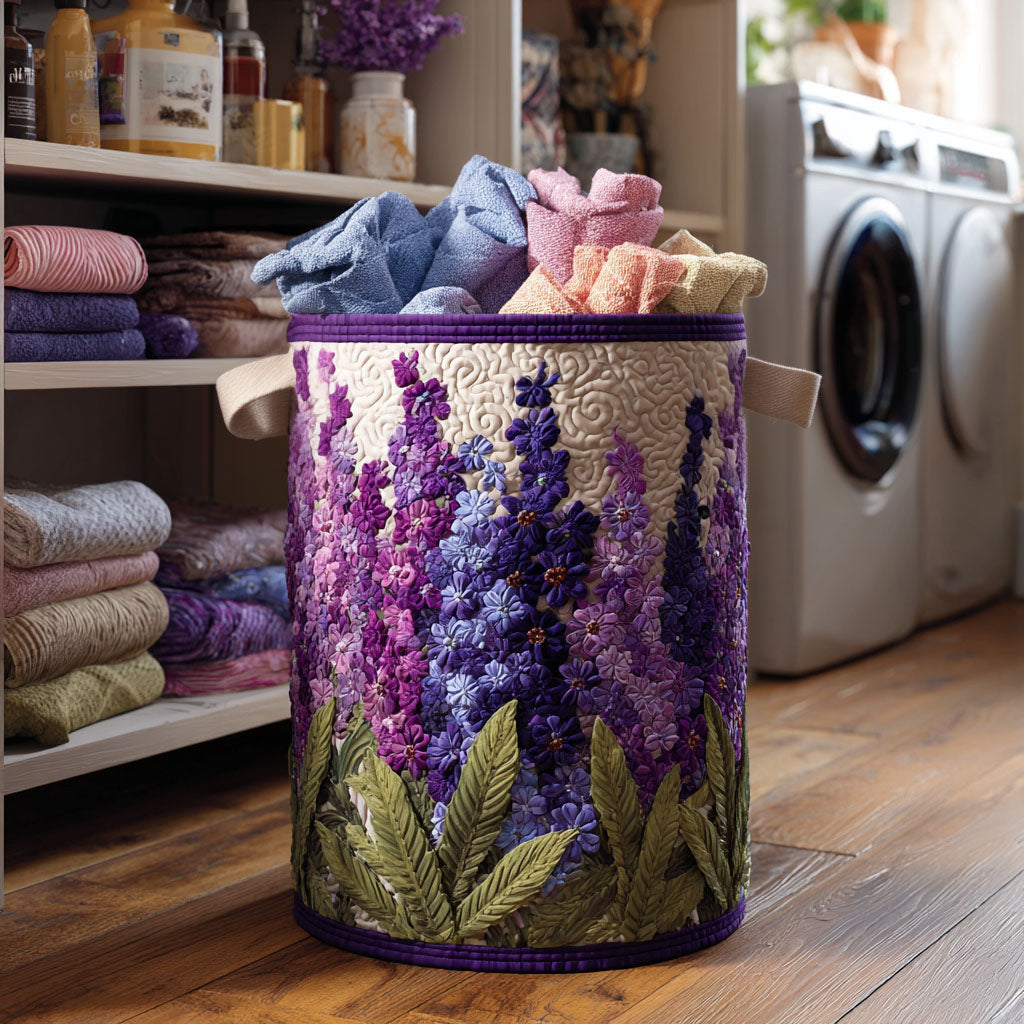 Lavender Dream Quilted Laundry Basket - Fabric Laundry Hamper - Housewarming Gift for Mom