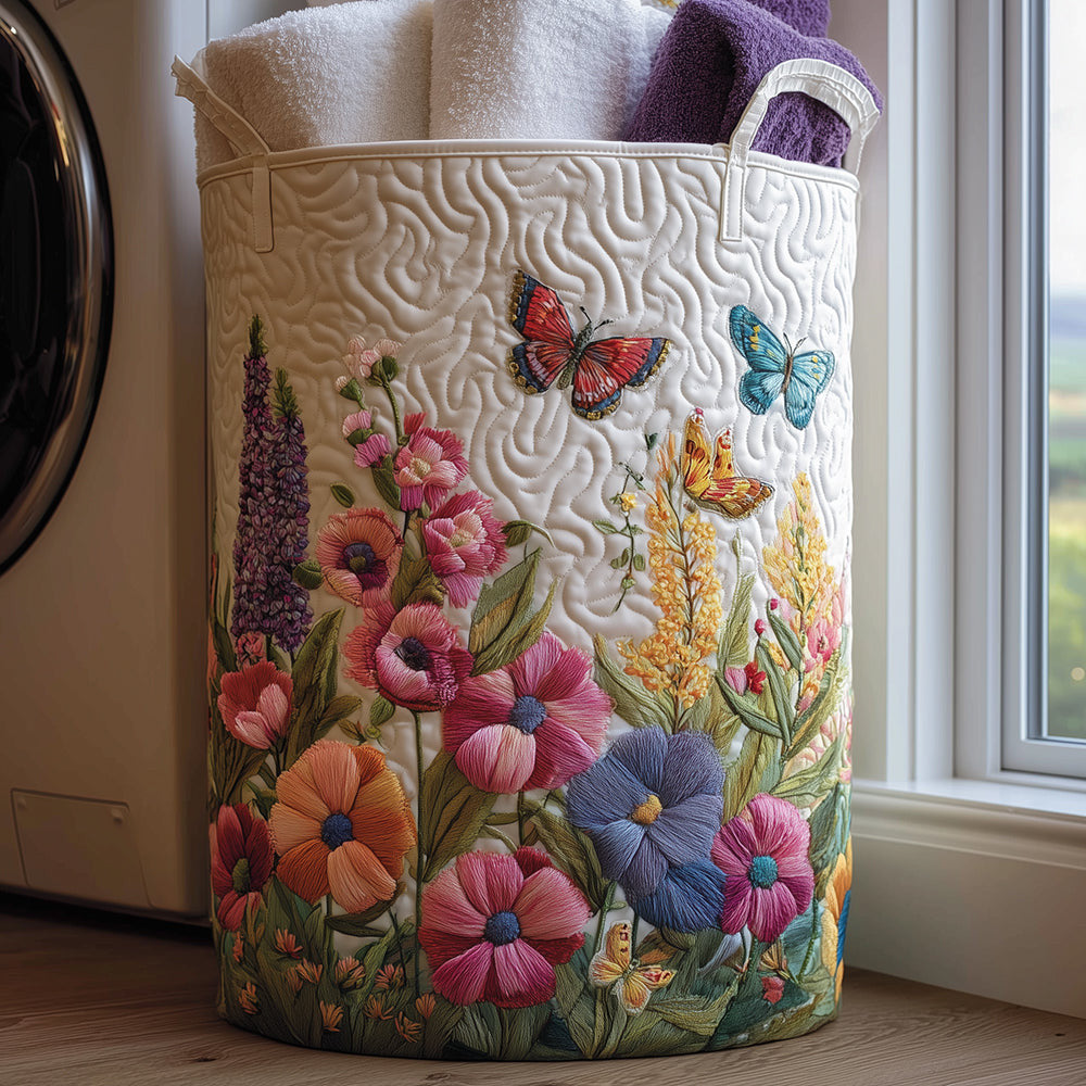Garden Magic Quilted Laundry Basket - Fabric Laundry Hamper - Housewarming Gift for Mom