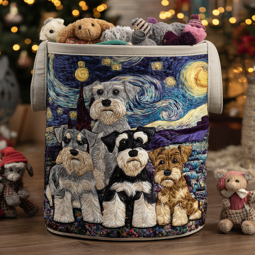 Schnauzer Spirit Quilted Laundry Basket - Fabric Laundry Hamper - Housewarming Gift for Mom