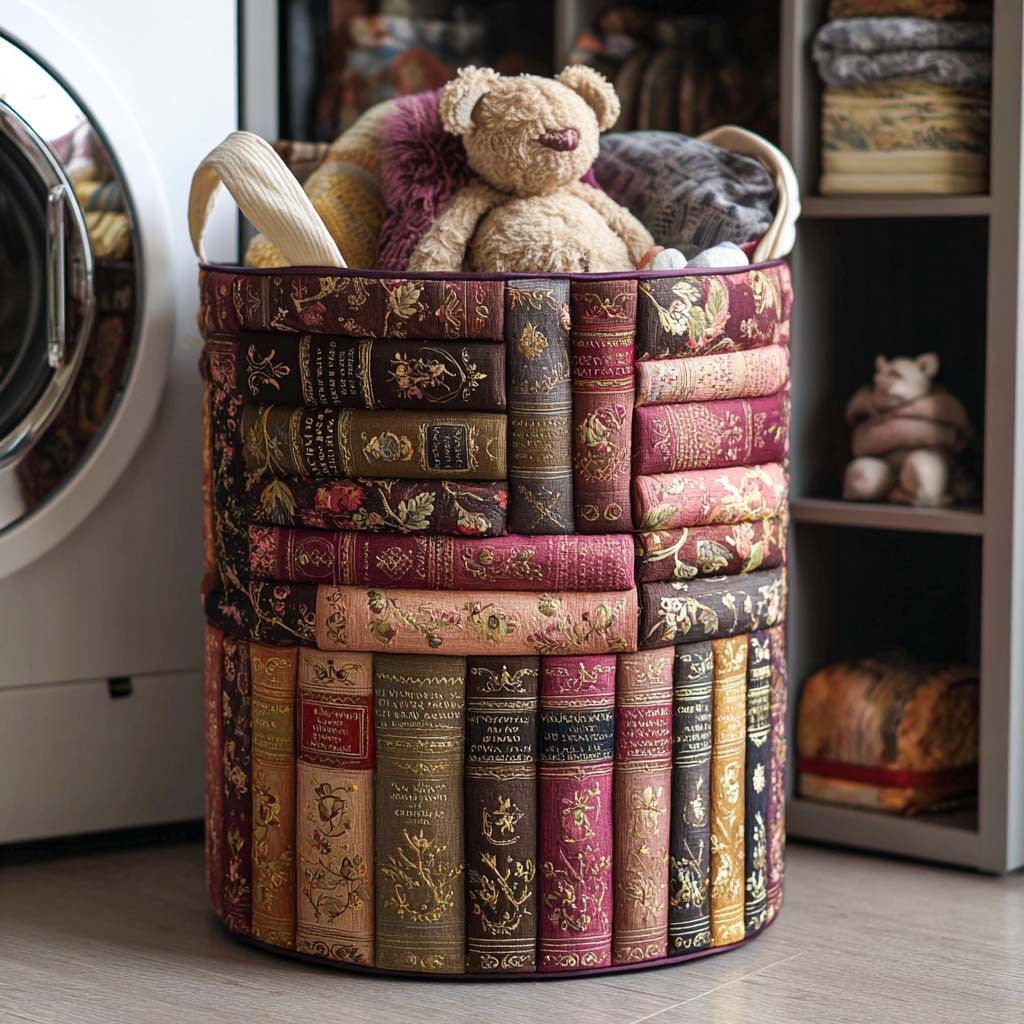 Reading Garden Quilted Laundry Basket - Fabric Laundry Hamper - Housewarming Gift for Mom