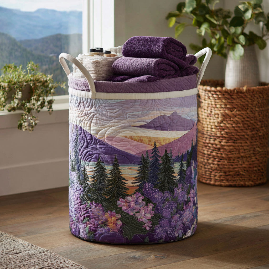 Serenity Bloom Quilted Laundry Basket - Fabric Laundry Hamper - Housewarming Gift for Mom