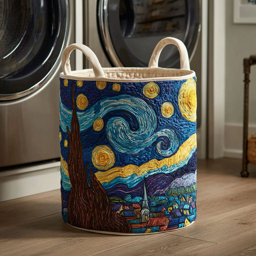 Starry Flow Quilted Laundry Basket - Fabric Laundry Hamper - Housewarming Gift for Mom