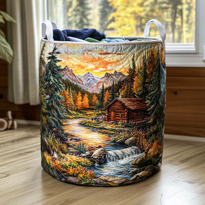 Forest Escape Quilted Laundry Basket - Fabric Laundry Hamper - Housewarming Gift for Mom