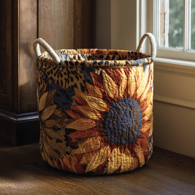 Bold Bloom Quilted Laundry Basket - Fabric Laundry Hamper - Housewarming Gift for Mom