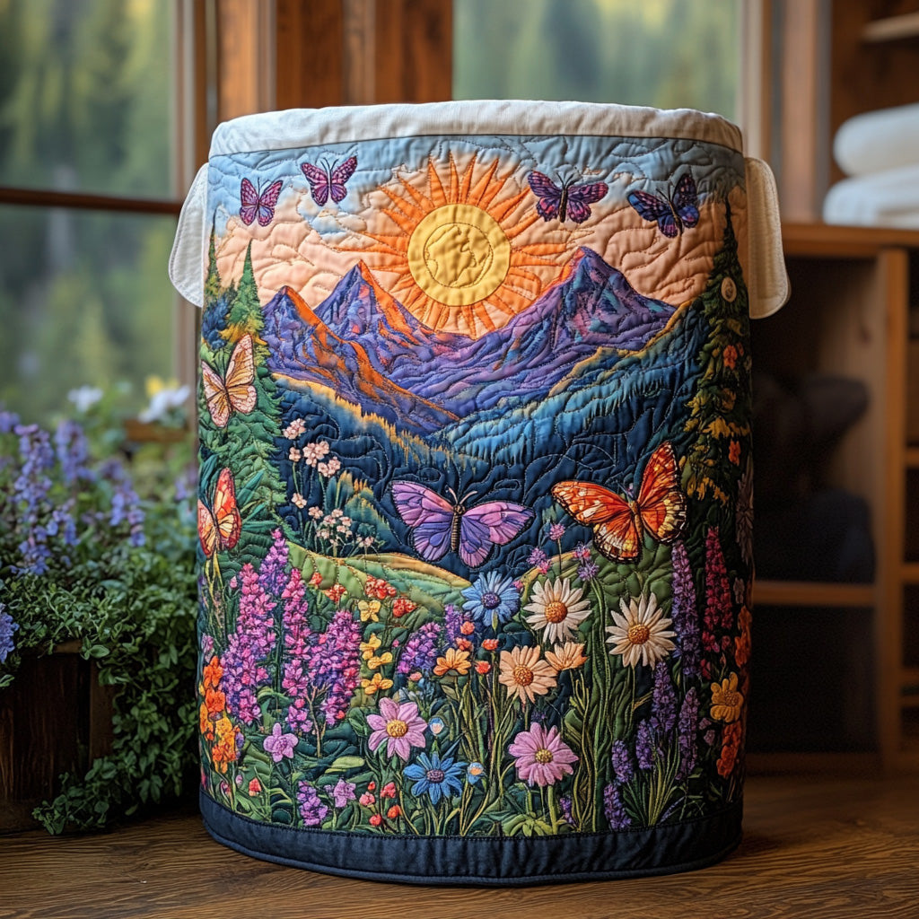 Twilight Flutter Quilted Laundry Basket - Fabric Laundry Hamper - Housewarming Gift for Mom