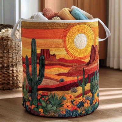Desert Dream Cactus Quilted Laundry Basket - Fabric Laundry Hamper - Housewarming Gift for Mom
