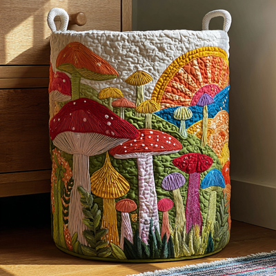 Forest Tale Quilted Laundry Basket - Fabric Laundry Hamper - Housewarming Gift for Mom