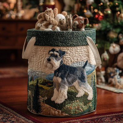 Noble Schnauzer Quilted Laundry Basket - Fabric Laundry Hamper - Housewarming Gift for Mom