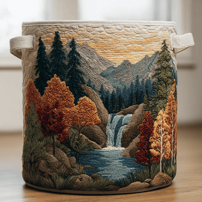 Horizon Glow Quilted Laundry Basket - Fabric Laundry Hamper - Housewarming Gift for Mom