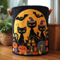 Spooky Whiskers Quilted Laundry Basket - Fabric Laundry Hamper - Housewarming Gift for Mom
