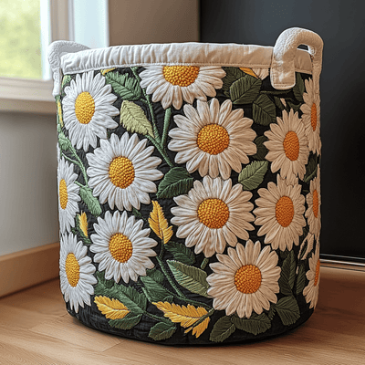 Daisy Cottage Quilted Laundry Basket - Fabric Laundry Hamper - Housewarming Gift for Mom