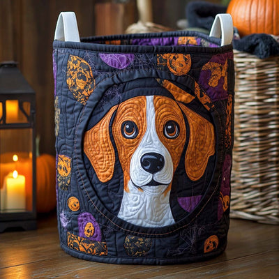 Beagle Lantern Quilted Laundry Basket - Fabric Laundry Hamper - Housewarming Gift for Mom