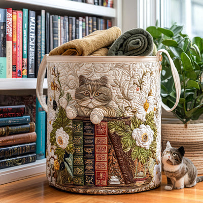 Garden Paws Quilted Laundry Basket - Fabric Laundry Hamper - Housewarming Gift for Mom