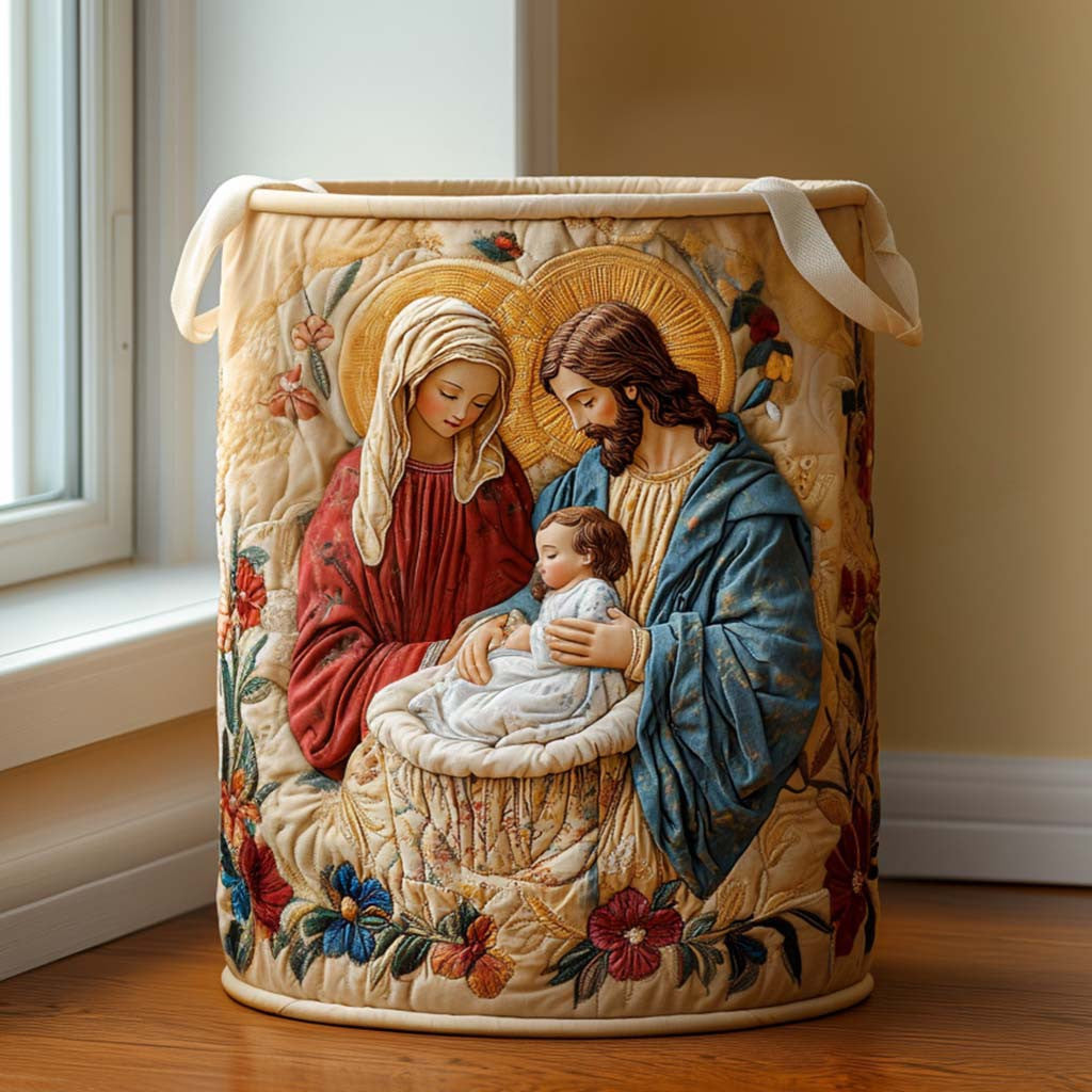 Heaven Peace Quilted Laundry Basket - Fabric Laundry Hamper - Housewarming Gift for Mom