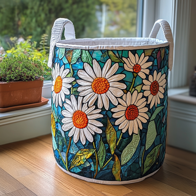 Daisy Haven Quilted Laundry Basket - Fabric Laundry Hamper - Housewarming Gift for Mom
