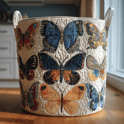 Blossom Flight Quilted Laundry Basket - Fabric Laundry Hamper - Housewarming Gift for Mom