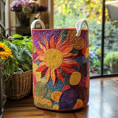 Warm Horizon Quilted Laundry Basket - Fabric Laundry Hamper - Housewarming Gift for Mom