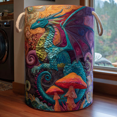 Dragon Realm Quilted Laundry Basket - Fabric Laundry Hamper - Housewarming Gift for Mom