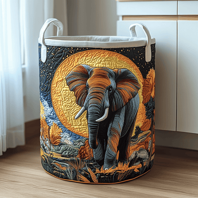 Noble Elephant Quilted Laundry Basket - Fabric Laundry Hamper - Housewarming Gift for Mom