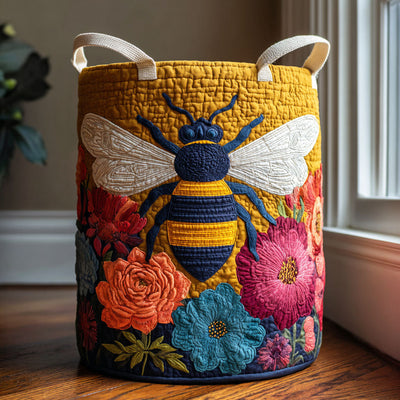 Golden Bee Quilted Laundry Basket - Fabric Laundry Hamper - Housewarming Gift for Mom