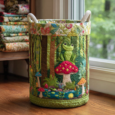 Happy Frog Quilted Laundry Basket - Fabric Laundry Hamper - Housewarming Gift for Mom