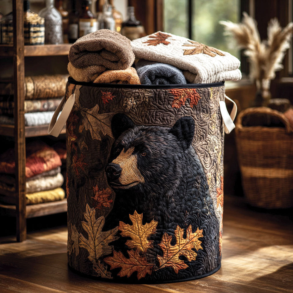 Falling Leaves Quilted Laundry Basket - Fabric Laundry Hamper - Housewarming Gift for Mom
