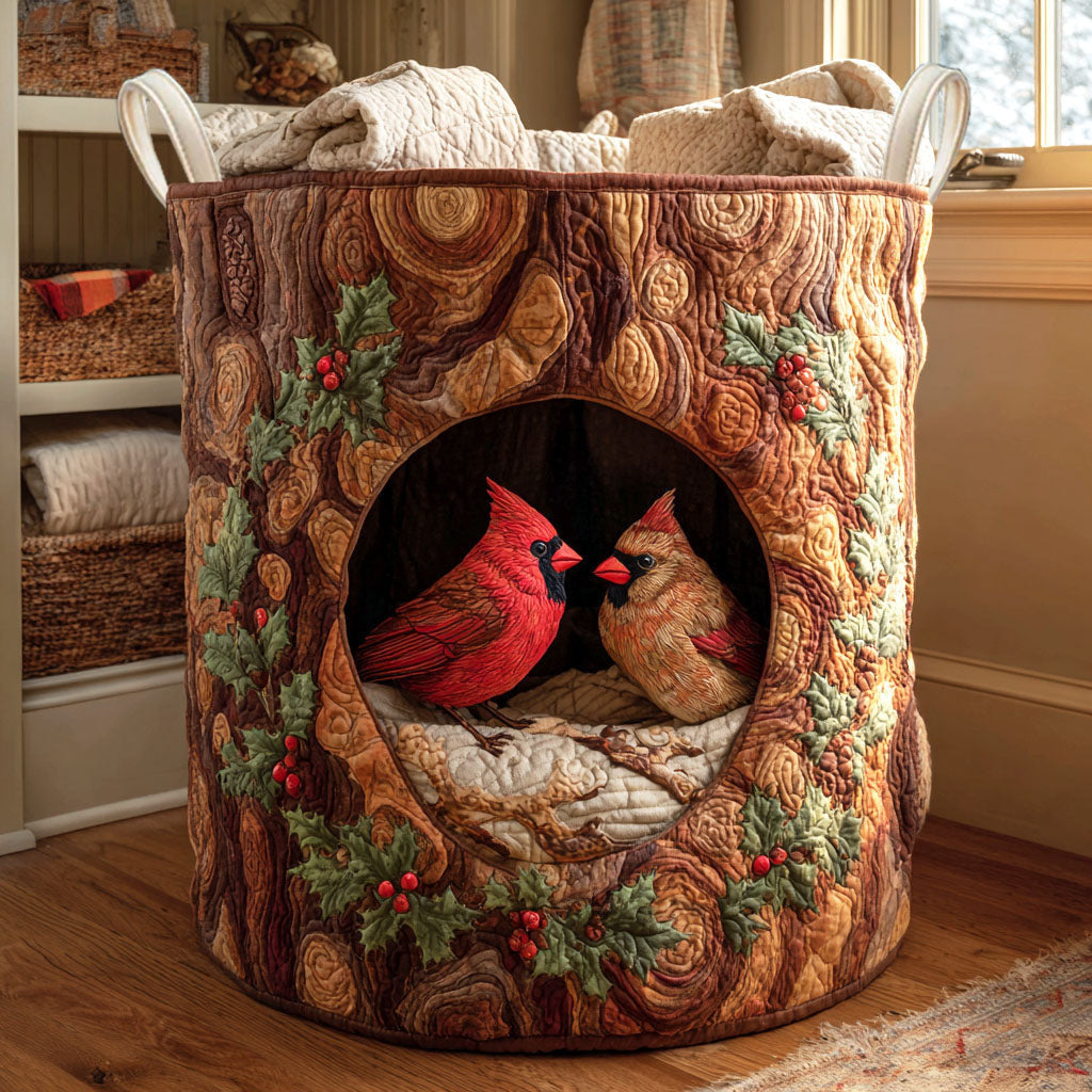 Autumn Chorus Quilted Laundry Basket - Fabric Laundry Hamper - Housewarming Gift for Mom