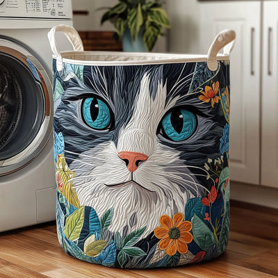 Color Cats Quilted Laundry Basket - Fabric Laundry Hamper - Housewarming Gift for Mom