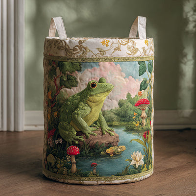 Green Frog Quilted Laundry Basket - Fabric Laundry Hamper - Housewarming Gift for Mom
