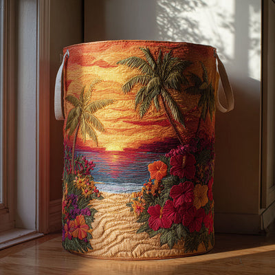 Island Light Quilted Laundry Basket - Fabric Laundry Hamper - Housewarming Gift for Mom