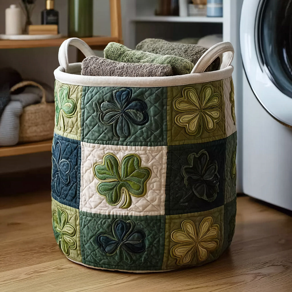 Celtic Meadow Serenity Quilted Laundry Basket - Fabric Laundry Hamper - Housewarming Gift for Mom