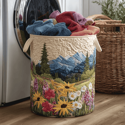 Quiet Valley Quilted Laundry Basket - Fabric Laundry Hamper - Housewarming Gift for Mom