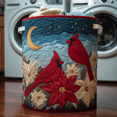 Cardinal Blessing Quilted Laundry Basket - Fabric Laundry Hamper - Housewarming Gift for Mom