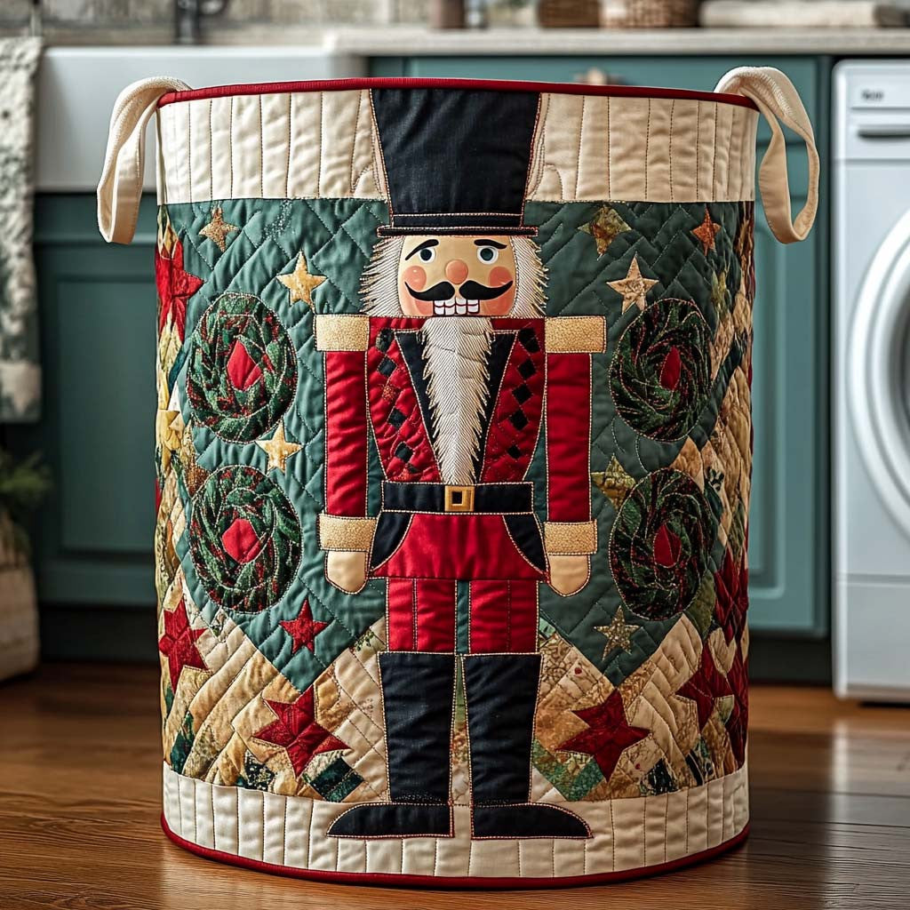 Nutcracker Guard Quilted Laundry Basket - Fabric Laundry Hamper - Housewarming Gift for Mom