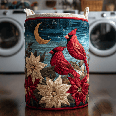 Cardinal Whisper Quilted Laundry Basket - Fabric Laundry Hamper - Housewarming Gift for Mom