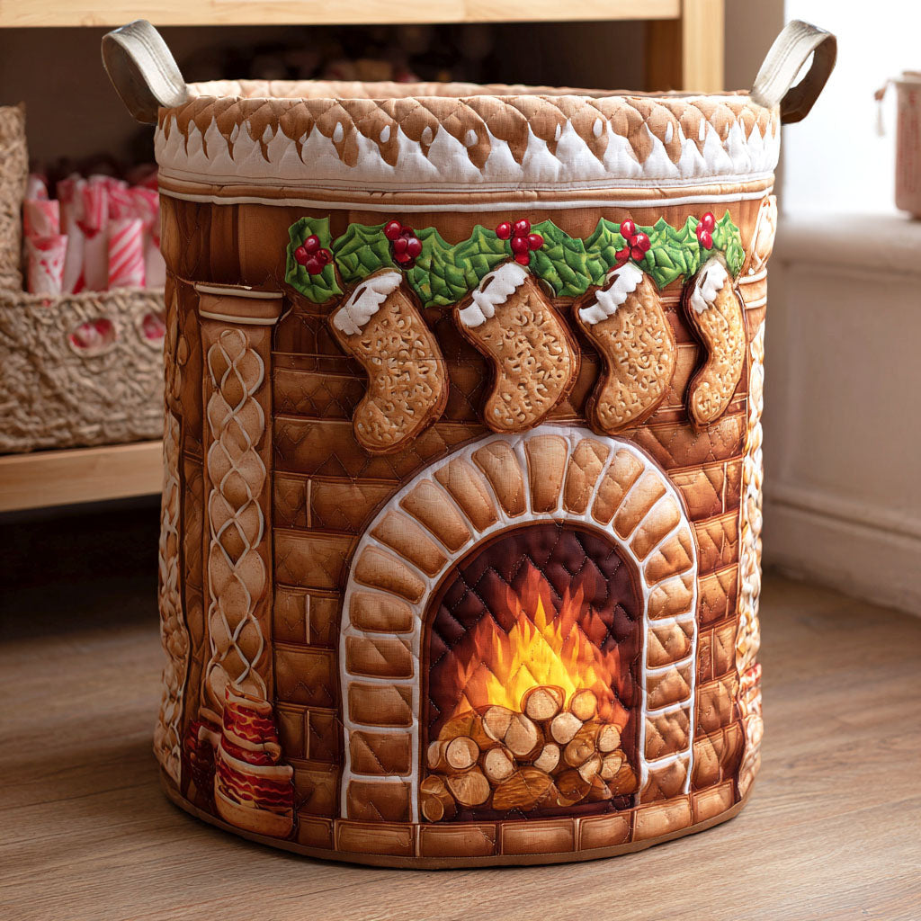 Warm Ember Quilted Laundry Basket - Fabric Laundry Hamper - Housewarming Gift for Mom
