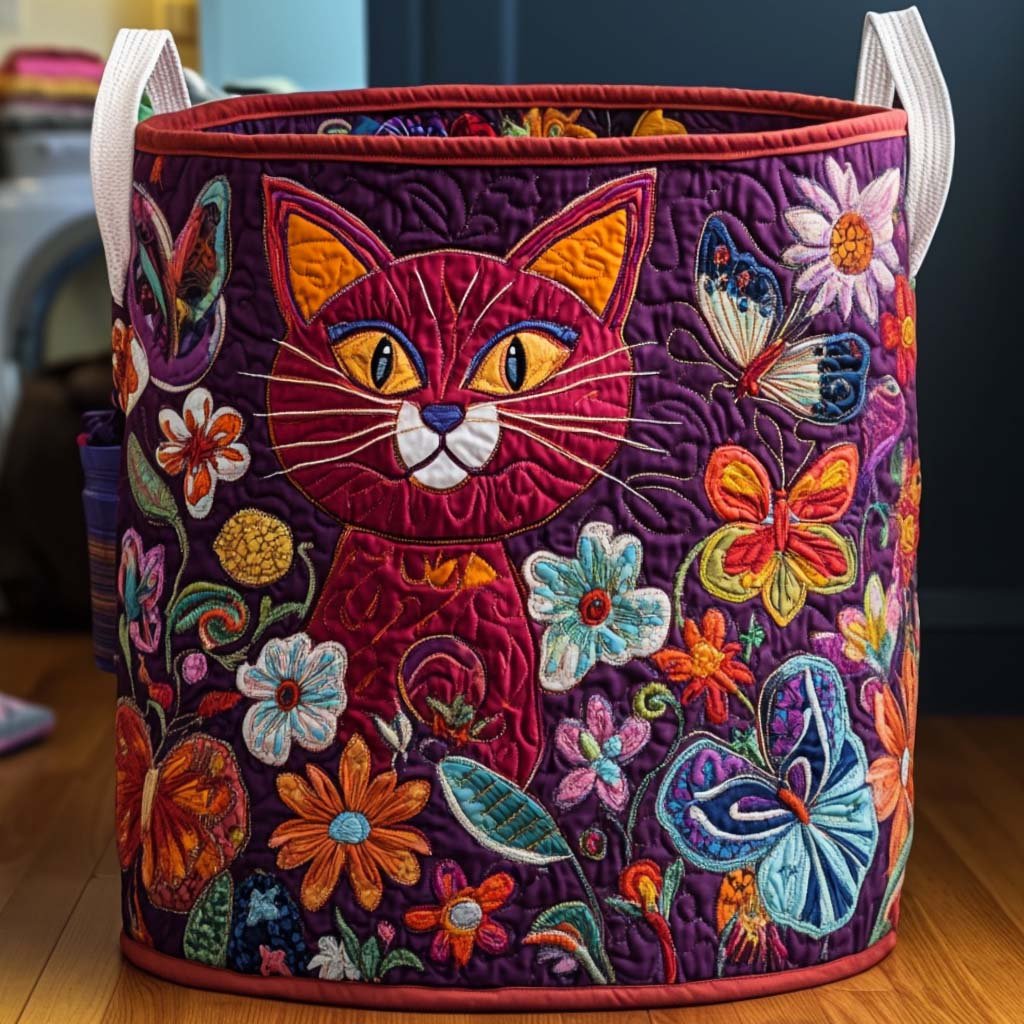 Velvet Coat Quilted Laundry Basket - Fabric Laundry Hamper - Housewarming Gift for Mom