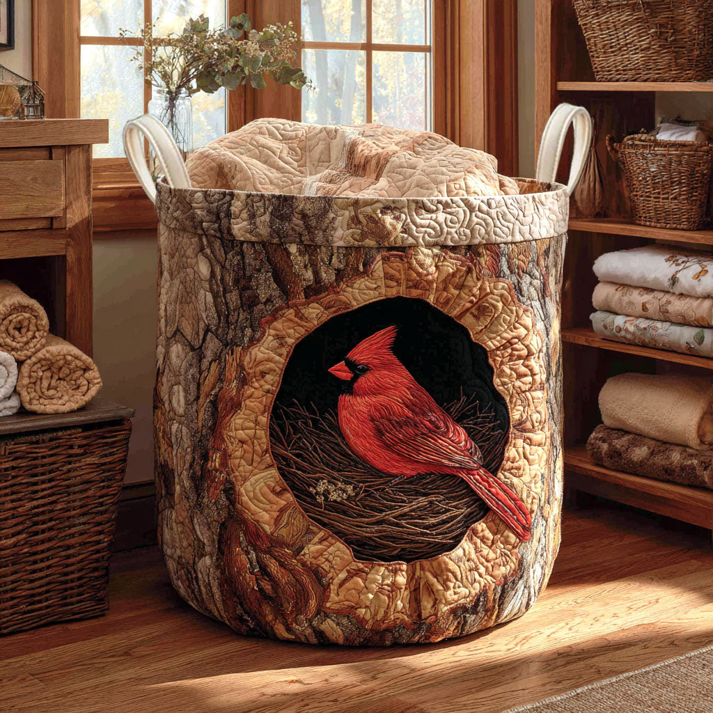 Rustic Song Quilted Laundry Basket - Fabric Laundry Hamper - Housewarming Gift for Mom