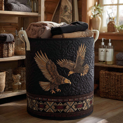 Sky Hunter Quilted Laundry Basket - Fabric Laundry Hamper - Housewarming Gift for Mom