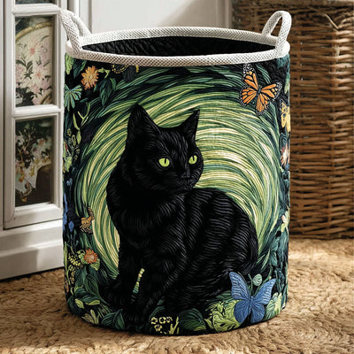 Meow Magic Quilted Laundry Basket - Fabric Laundry Hamper - Housewarming Gift for Mom