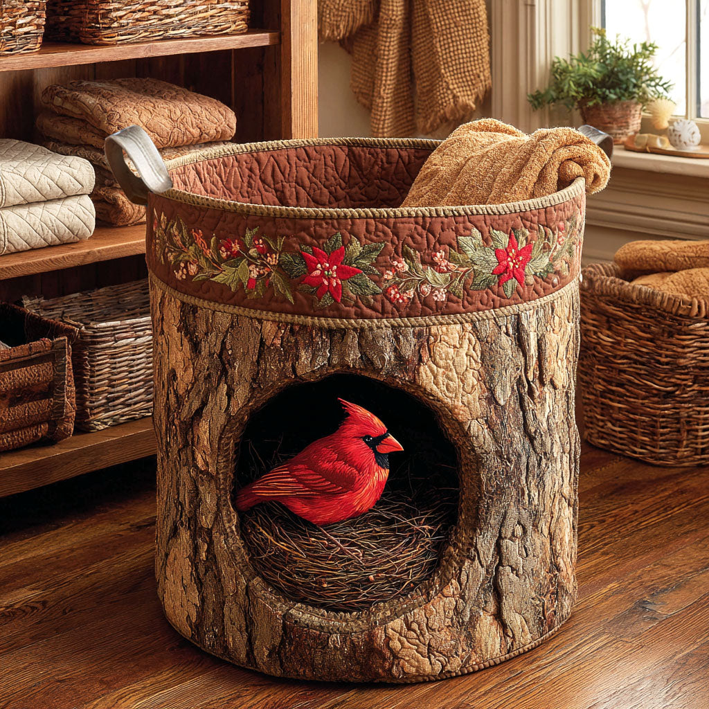 Holly Nest Quilted Laundry Basket - Fabric Laundry Hamper - Housewarming Gift for Mom